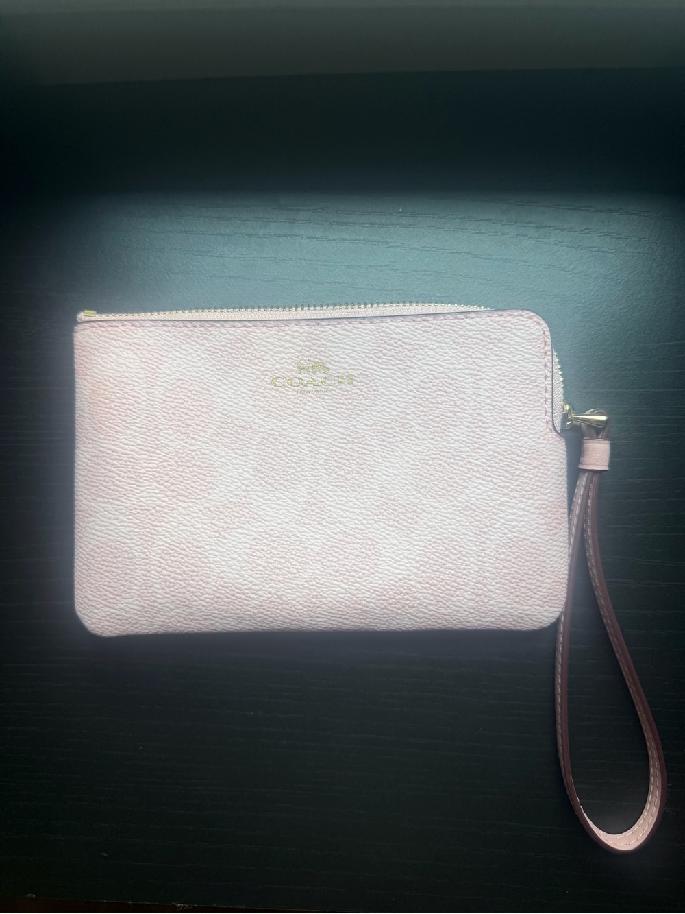 Coach Powder Pink large corner Zip Wristlet